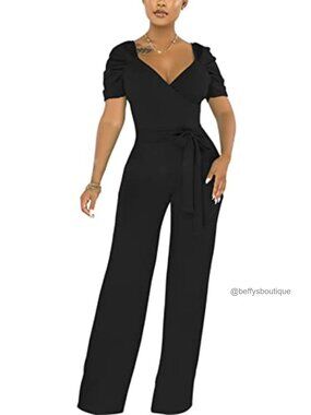 Sexy Plus Size Jumpsuit for Women Short Sleeve Wide Leg Party Romper
